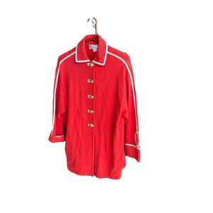 St. John by Marie Gray Women's Red Mid Length Button Down Jacket Size S